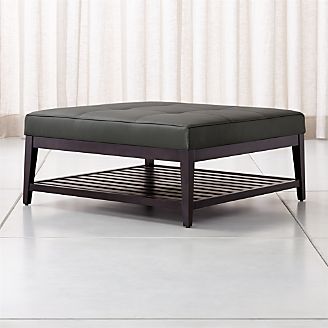 Storage Ottomans And Cubes Crate Barrel Nash Leather Tufted Square Ottoman With Slats