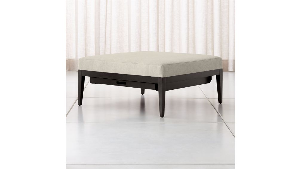 Nash Square Ottoman with Tray Crate and Barrel