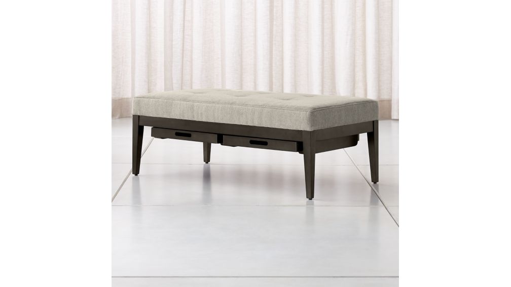 Nash Rectangular Tufted Ottoman with Tray Crate and Barrel