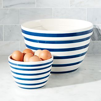 Navy and White Striped Mixing Bowls