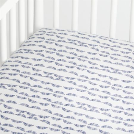 Organic Navy Scallop Crib Fitted Sheet Crate And Barrel Canada