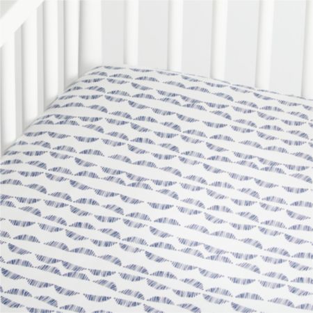 Organic Navy Scallop Crib Fitted Sheet Crate And Barrel Canada