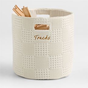Image of Nella Cream Organic Cotton Floor Storage Bin with Handles
