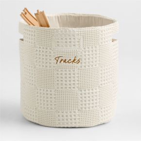 Image of Nella Cream Organic Cotton Floor Storage Bin with Handles