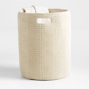 Nella Cream Cotton Waffle Weave Kids Hamper with Handles
