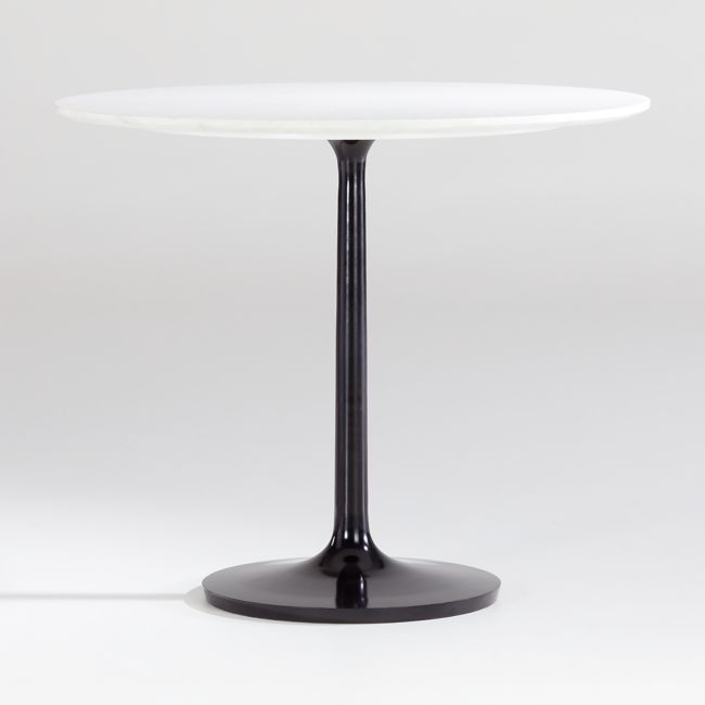 Online Designer Combined Living/Dining Nero 36" White Marble Dining Table with Bronze Base