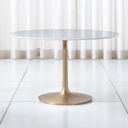 Nero 48 White Marble Dining Table With Brass Base Reviews