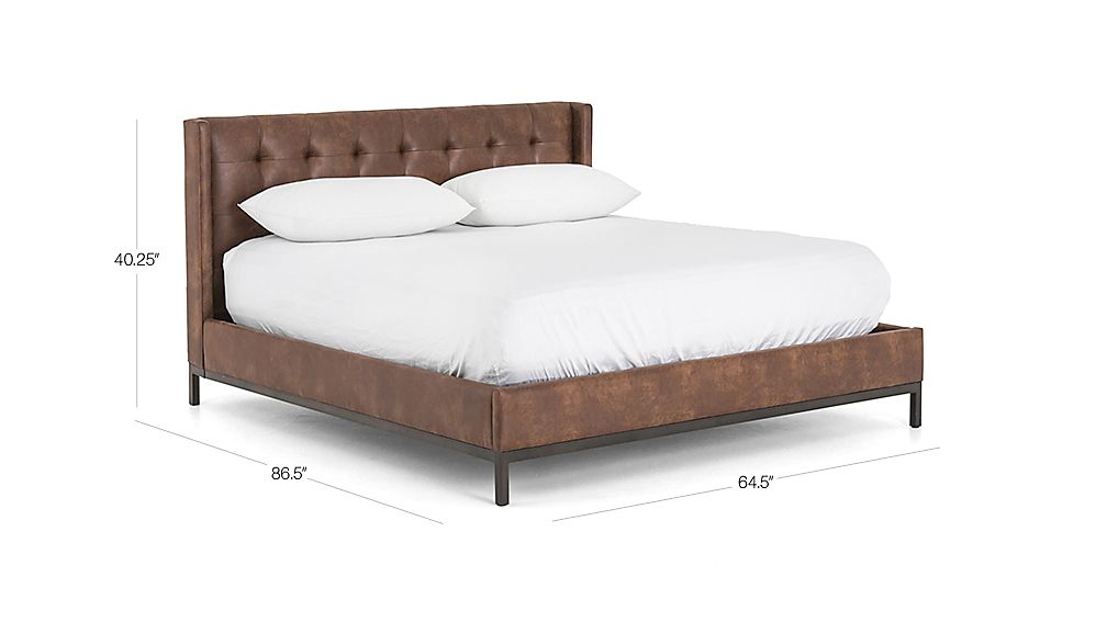 Maxwell Queen Leather Tufted Bed Reviews Crate And Barrel Tap To Zoom Image With Dimension For Maxwell Queen Leather Tufted Bed