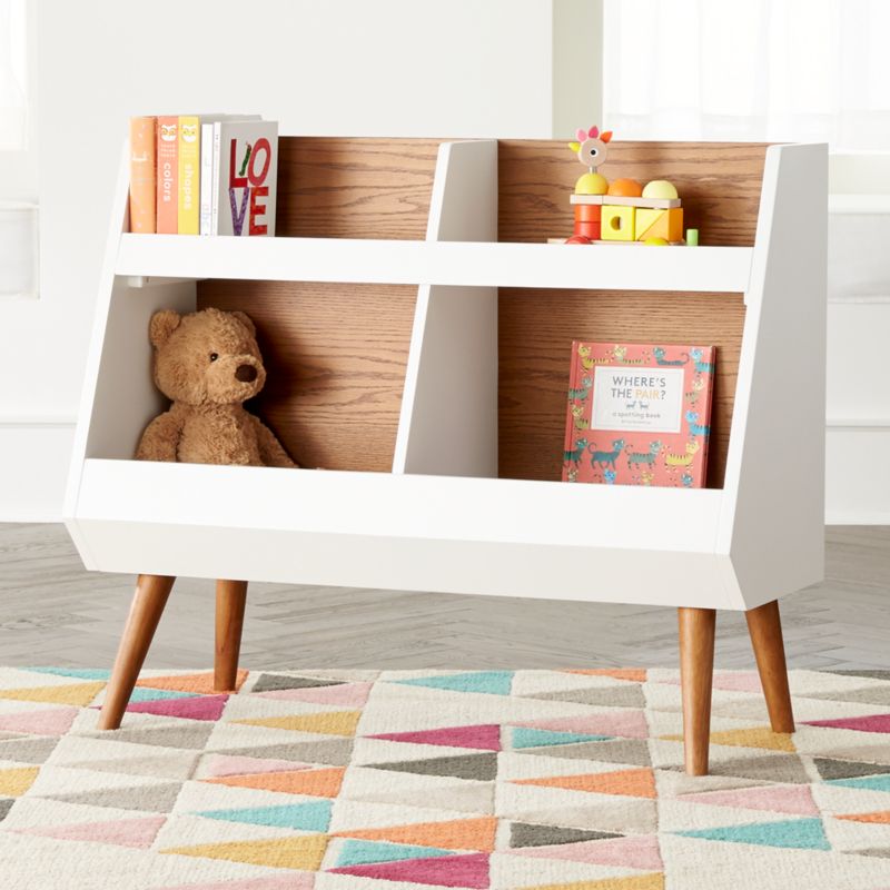 small white bookshelf nursery