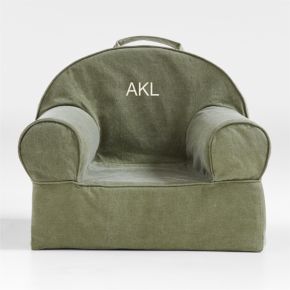 Image of Small Cyprus Green Organic Cotton Kids Lounge Nod Chair