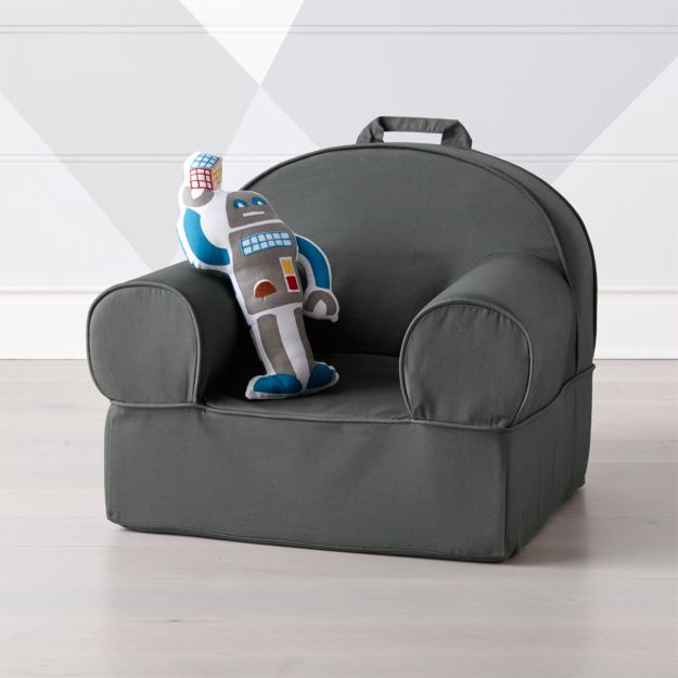 Large Charcoal Nod Chair Cover Crate and Barrel