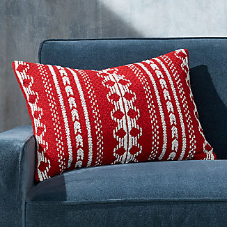 Noelle 22x15 Red and White Pillow