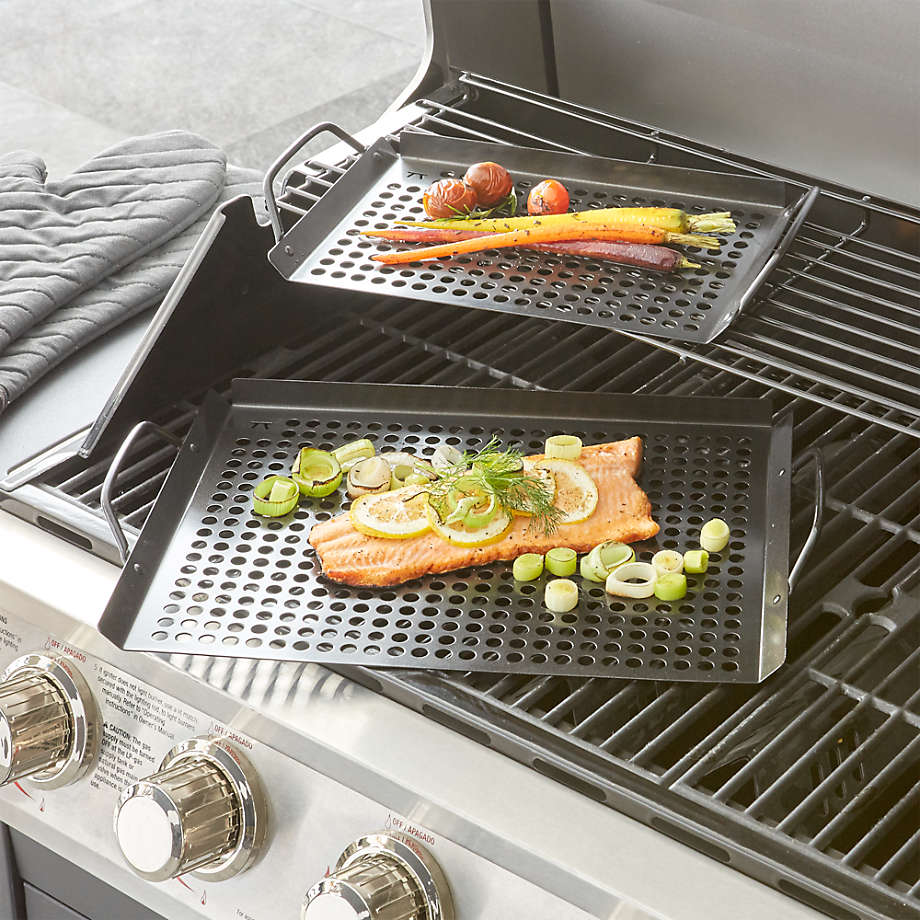 Set of Two Non-stick Grill Trays + Reviews | Crate and Barrel