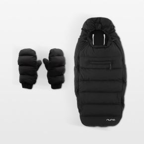 Image of Nuna ® Caviar Black Winter Stroller Footmuff and Mitten Set