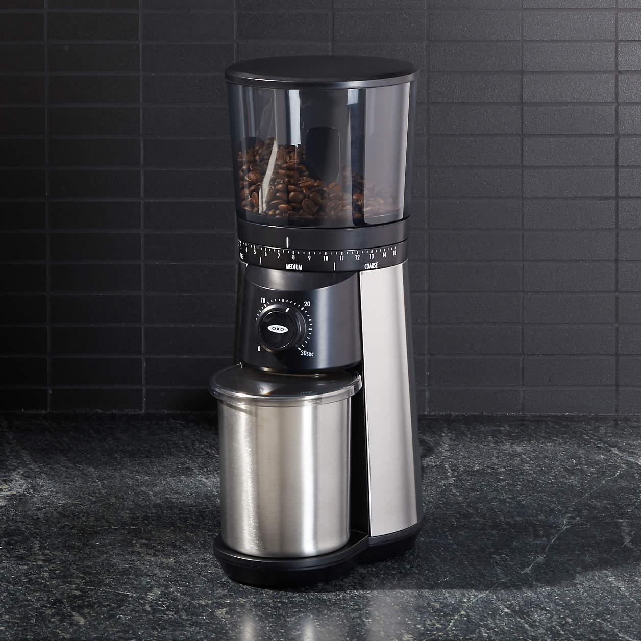 OXO Brew Adjustable Conical Burr Grinder + Reviews Crate and Barrel