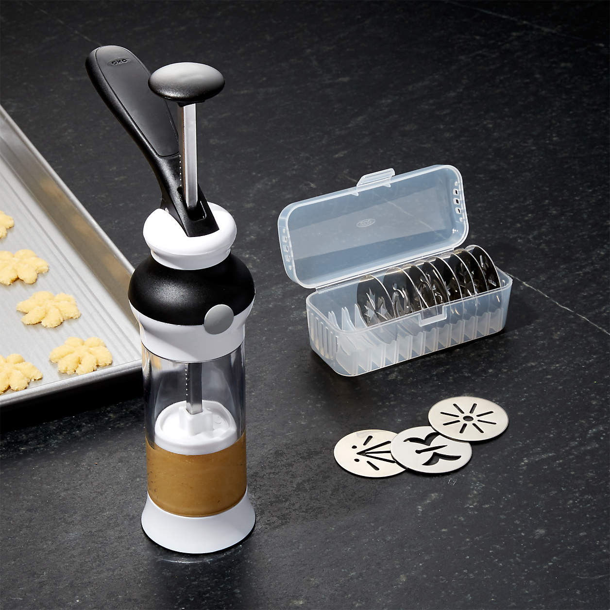 OXO Cookie Press with Disk Storage Case + Reviews Crate and Barrel Canada