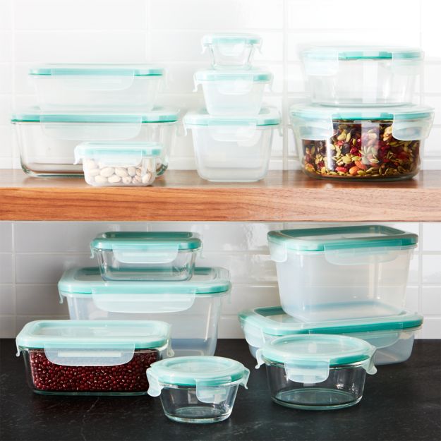 OXO Snap 30-Piece Glass/Plastic Storage Set + Reviews | Crate and Barrel
