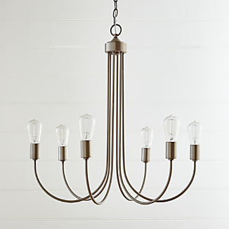 Pendant Lighting And Chandeliers Crate Barrel Oakton Brushed Nickel Chandelier