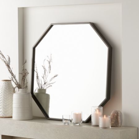 Octagon Grey Oak Wall Mirror Reviews Crate And Barrel