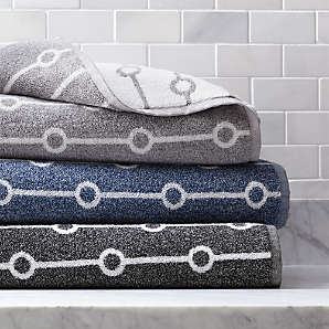 grey patterned bath towels