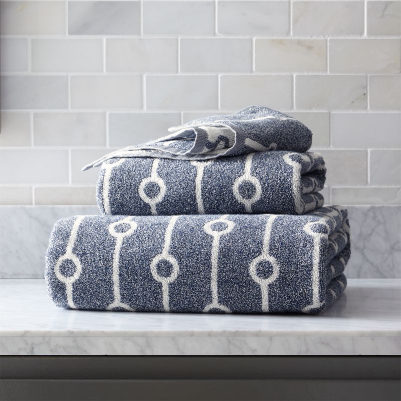 blue and gray bath towels