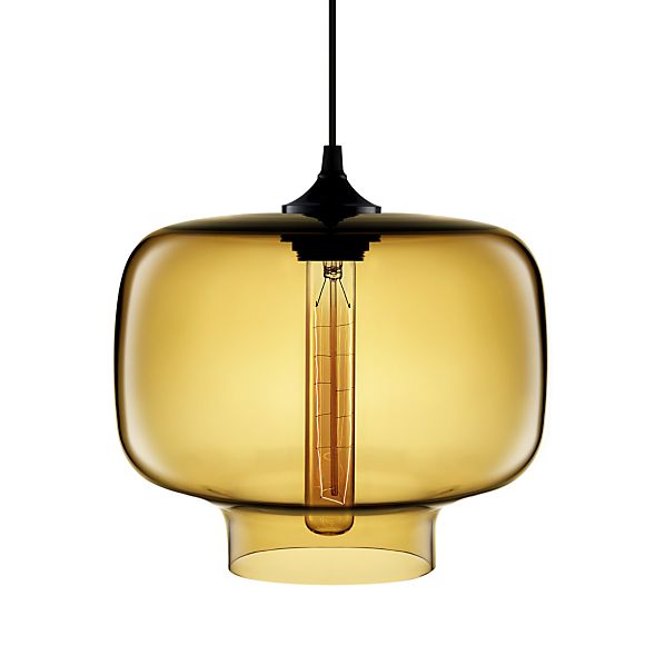 Oculo Amber Hand Blown Glass Pendant Light Reviews Crate And Barrel