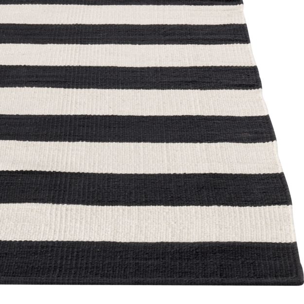 Olin Black Striped Cotton Dhurrie 30"x50" Rug Crate and Barrel