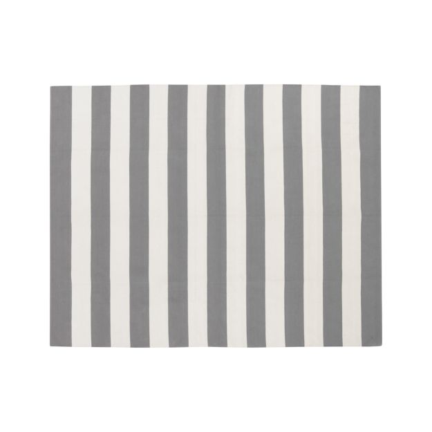 Olin Grey Striped Cotton Dhurrie 8'x10' Rug + Reviews Crate and Barrel
