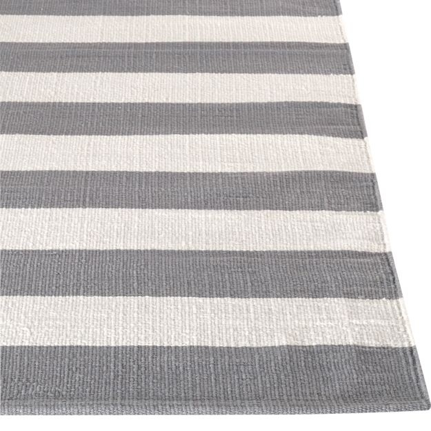 Olin Grey Striped Cotton Dhurrie 8'x10' Rug Crate and Barrel