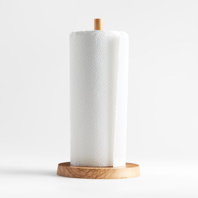 Online Designer Kitchen Olivewood and Matte White Paper Towel Holder