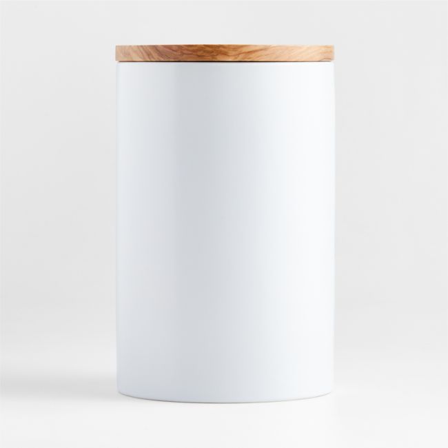 Extra-Large Olivewood and Matte Ceramic Canister