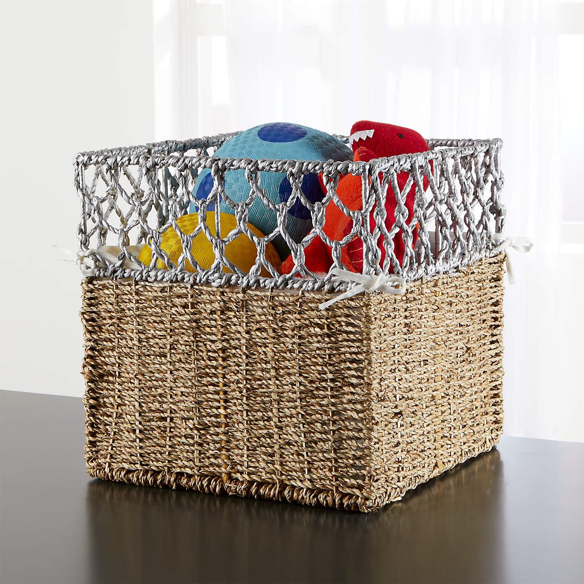 basket weave storage bins