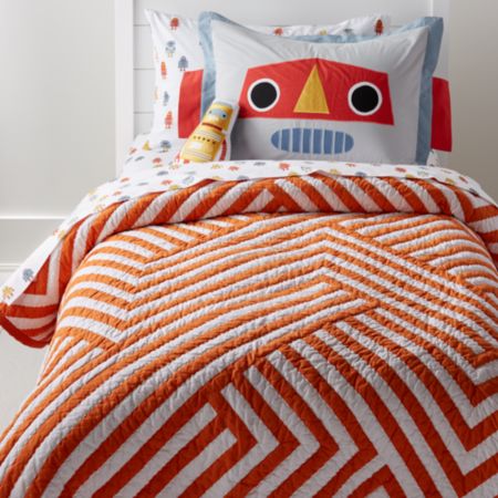 Orange And White Geometric Quilt Crate And Barrel