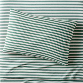 Comfy Tee Green Stripe Organic Cotton Jersey Kids Twin Sheet Set