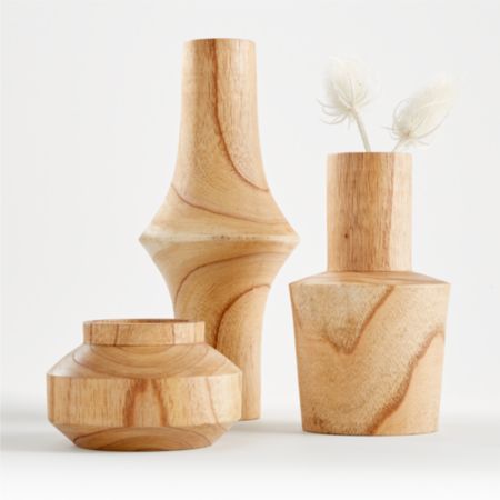 Orla Natural Wood Vases Crate And Barrel