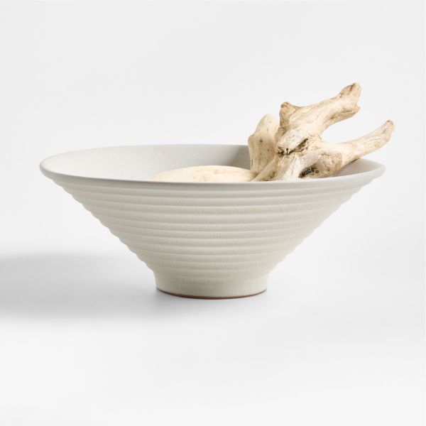 Otsu White Ceramic Textured Centerpiece Bowl 14
