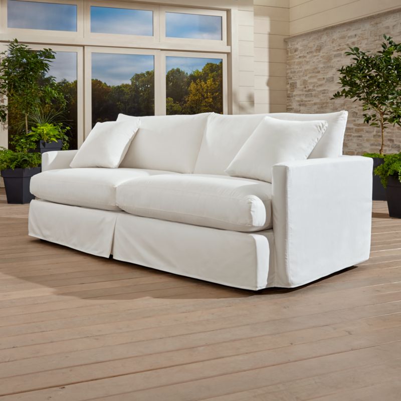 Outdoor Patio Lounge Furniture Crate And Barrel Pin It Lounge II Petite Outdoor Slipcovered 93
