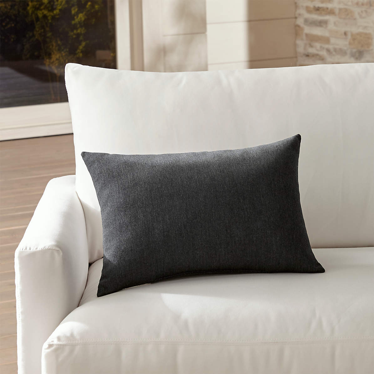 Sunbrella Charcoal Outdoor Lumbar Pillow Reviews Crate And Barrel
