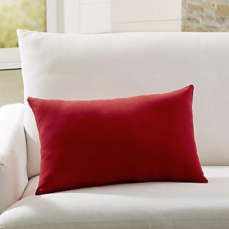 Red Throw Pillows Crate And Barrel Sunbrella Canvas Jockey Red Outdoor Lumbar Pillow