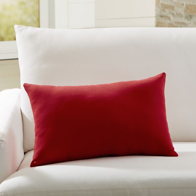 Sunbrella Canvas Jockey Red Outdoor Lumbar Pillow + Reviews Crate and