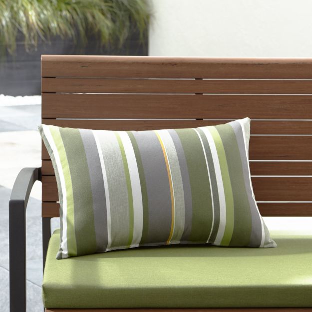 Sunbrella Saxony Stripe Outdoor Lumbar Pillow + Reviews Crate and Barrel