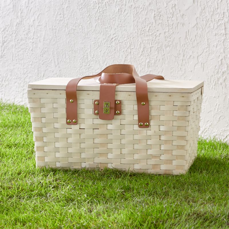 Outfitted Wooden Picnic Basket + Reviews Crate and Barrel