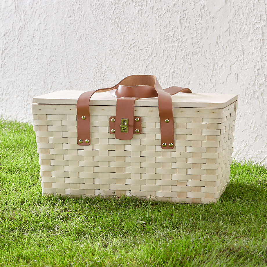 Outfitted Wooden Picnic Basket + Reviews Crate and Barrel
