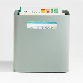Image of Outline Sage Green Metal Storage Bin with Handles
