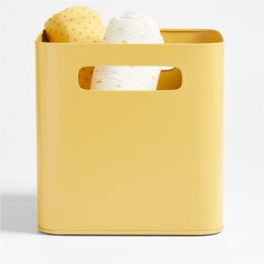 Image of Outline Ochre Yellow Metal Storage Bin with Handles