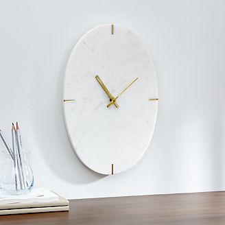 Wall Clocks Crate And Barrel 10 Oval White Marble Clock