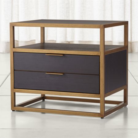 Oxford Black 2 Drawer Nightstand