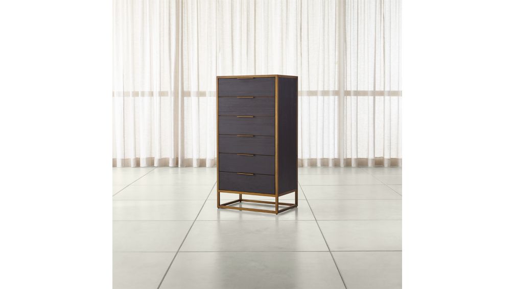 Oxford Black 6Drawer Tall Chest + Reviews Crate and Barrel