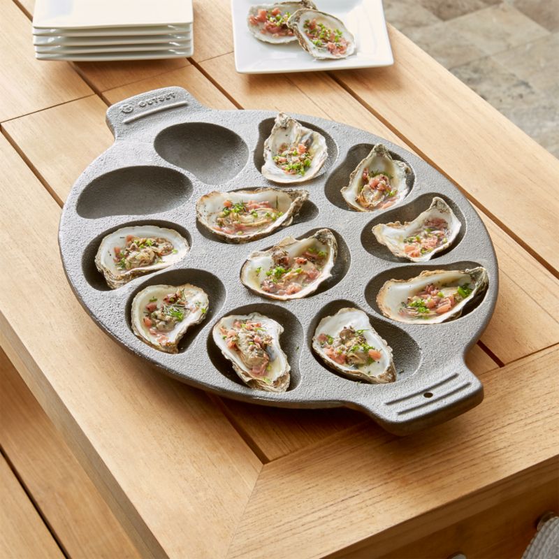 oyster pan grill iron cast crate barrel crateandbarrel