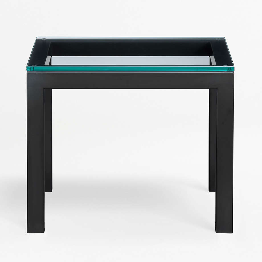 Parsons Clear Glass Top/ Dark Steel Base 20x24 End Table + Reviews Crate and Barrel